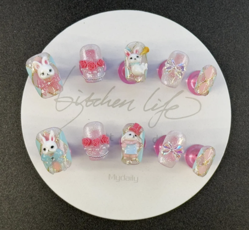 Alice in wonderland rabbit nails from etsy